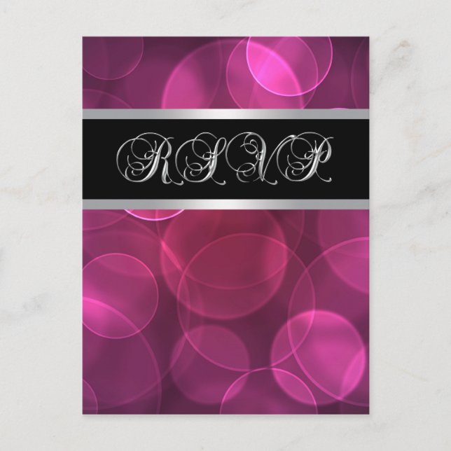 Carte postale noire rose chaud RSVP (Devant)