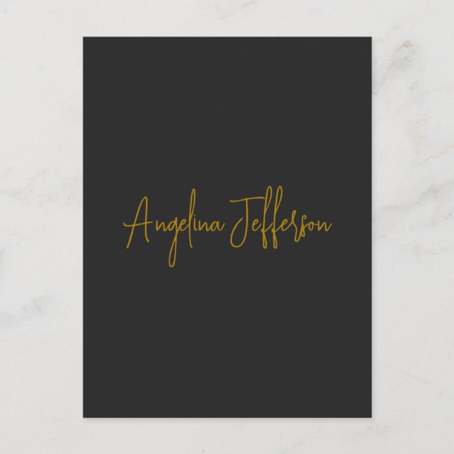 Carte Postale Nom Calligraphie Professional Elegant Gold Color (Devant)