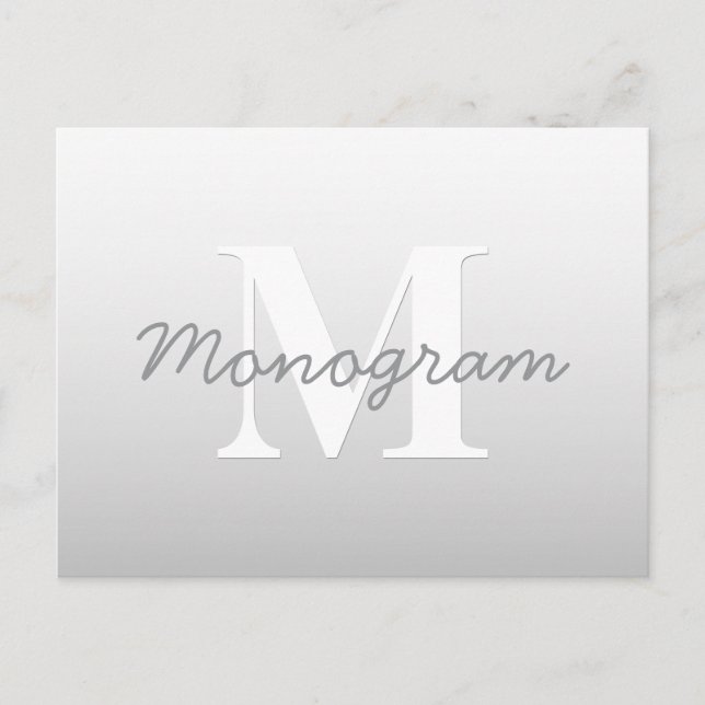 Carte Postale Nom cursif ou autre texte avec monogramme | Dégrad (Devant)