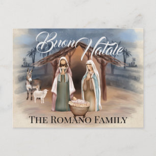 Carte Postale Nom de famille italien Buon Natale Crèche