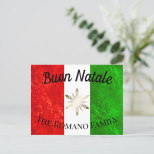 Carte Postale Nom de famille italien Buon Natale Drapeau Noël