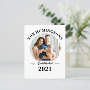 Carte Postale Nom de famille personnalisé, photo et année d'étab