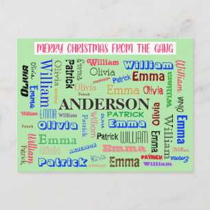 Carte Postale Nom de famille personnalisé Word Cloud personnalis