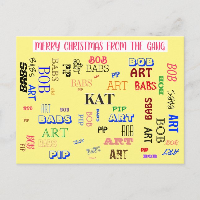 Carte Postale Nom de famille personnalisé Word Cloud personnalis (Devant)