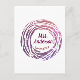 Carte Postale nom de Mme rose bordeaux depuis année mariage mari