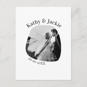 Carte Postale nom de photo de courbe date de mariage amour roman