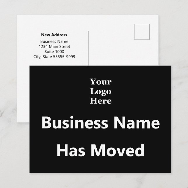 Carte Postale Nom d'entreprise a déplacé noir blanc votre logo i (Devant / Derrière)