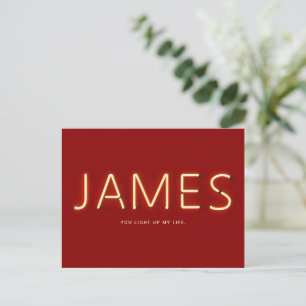 Carte Postale Nom James dans les lumières brillantes du néon