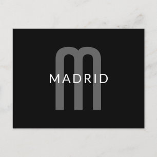 Carte Postale Nom Monogramme d'apparence moderne   Noir gris bla