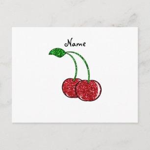Carte Postale Nom personnalisé cerise parties scintillant rouge
