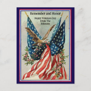 Carte Postale Nom personnalisé Drapeau patriotique de la fête de