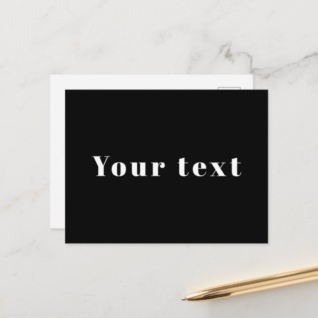 Carte Postale Nom personnalisé élégant ou autre texte | Noir & B (Devant/Arrière en situation)