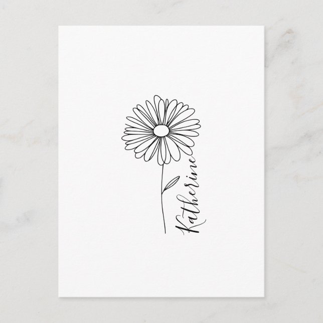 Carte Postale Nom personnalisé Fleur de naissance marguerite d'a (Devant)