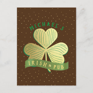 Carte Postale Nom personnalisé Gold Shamrock St Patrick's Day