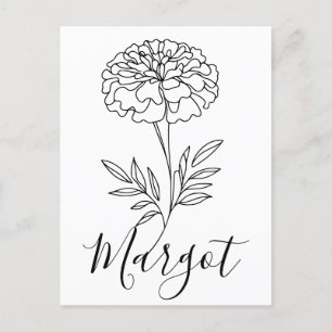Carte Postale Nom personnalisé Octobre Marigold Flower de naissa