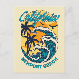 Carte Postale Nom personnalisé / Texte Californie Surf