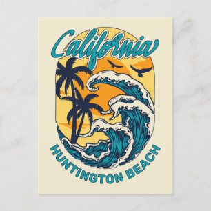 Carte Postale Nom personnalisé / Texte Californie Surf