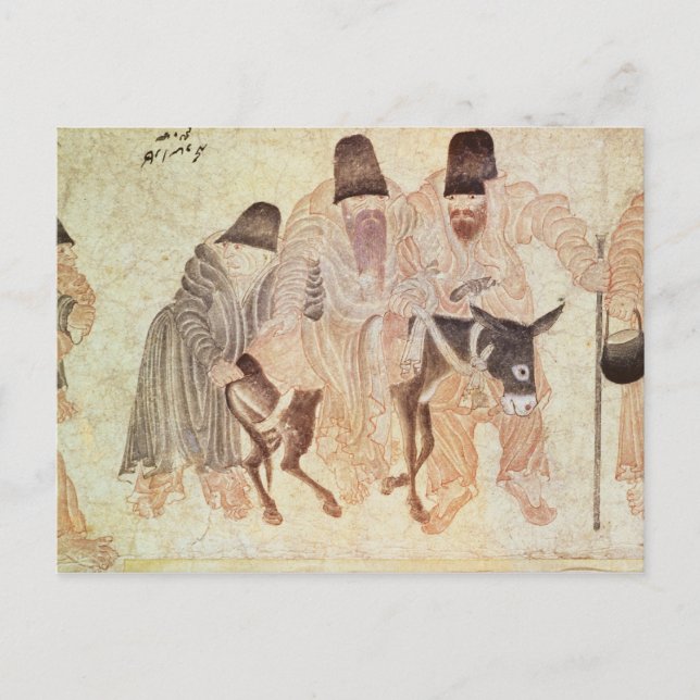 Carte Postale nomades mongols avec âne, XVe siècle (Devant)