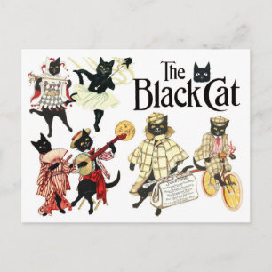 Carte Postale Nombreux visages du chat noir