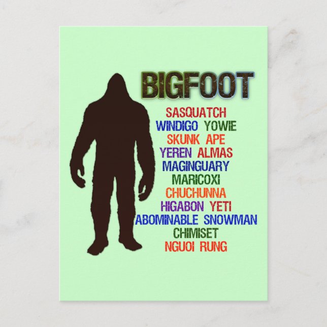 Carte Postale Noms Bigfoot (Devant)
