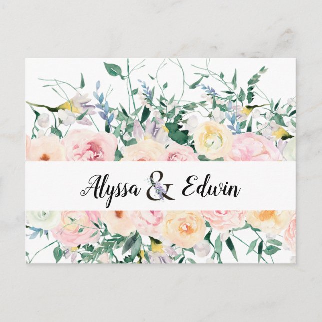 Carte Postale Noms de chambre florale personnalisés Enregistrer  (Devant)