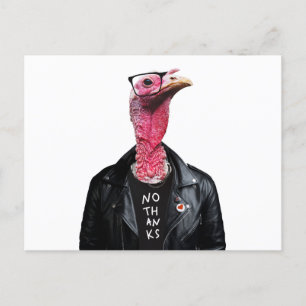 Carte Postale Non merci. Drôle de Dindon avec des lunettes