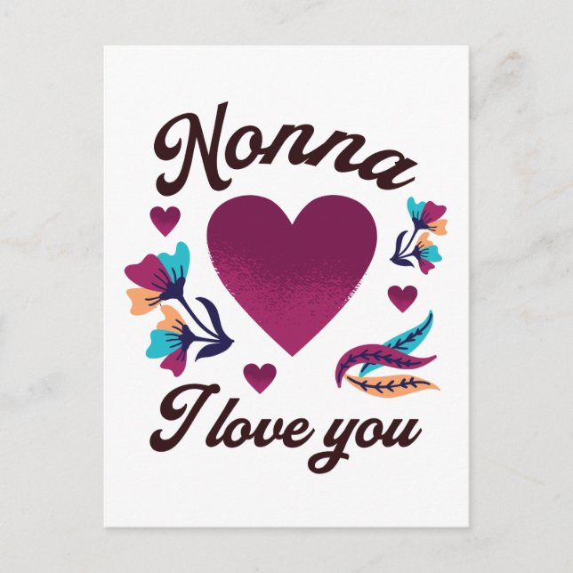 Carte Postale Nonna Je t'aime, grand-mère Je t'aime (Devant)