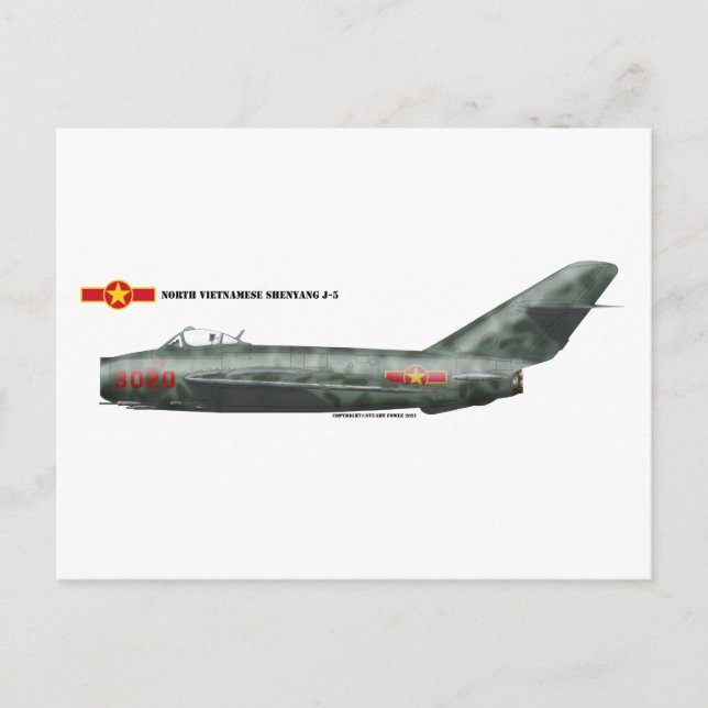 Carte Postale Nord-Vietnamien Shenyang J-5 (MiG-17) (Devant)