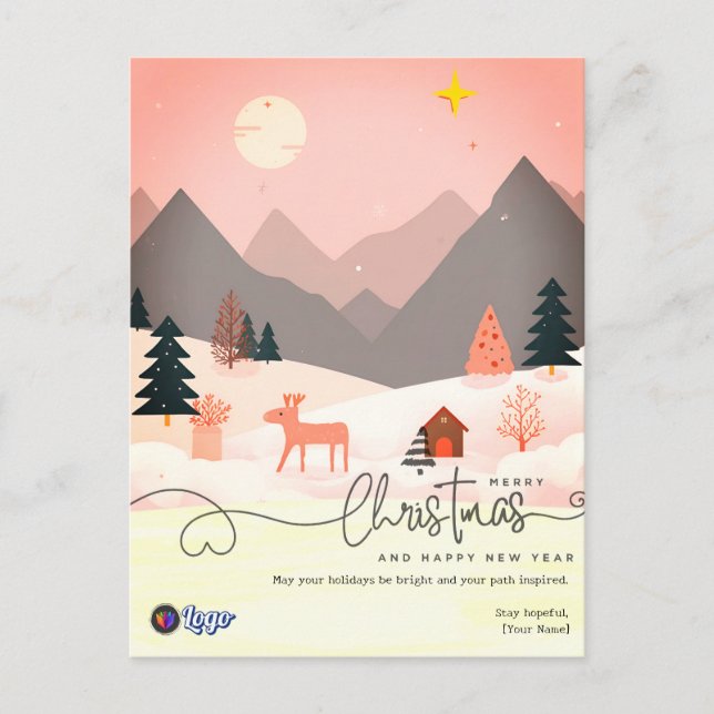 Carte Postale Nordic Minimal Business Personal Christmas (Devant)