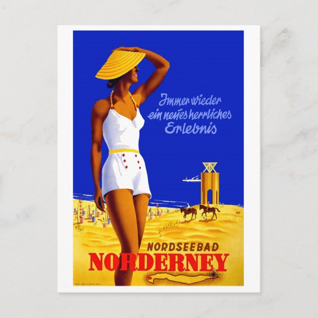 Carte Postale Nordseebad, Norderney, fille sur la plage, Allemag (Devant)