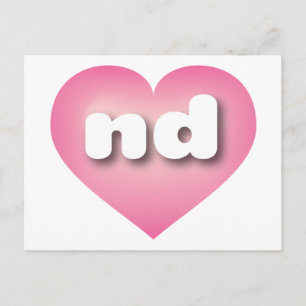 Carte Postale North Dakota rose fondu coeur - J'aime et
