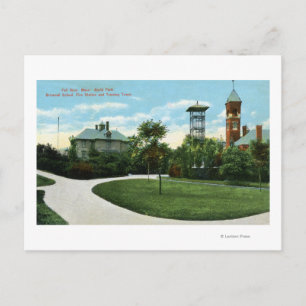 Carte Postale North Park Vue de l'école Brownell, incendie