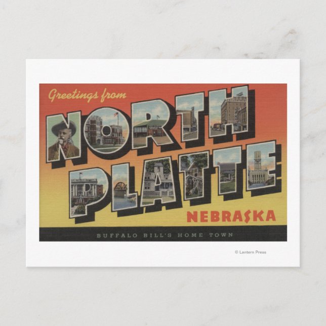 Carte Postale North Platte, Nebraska - Grandes scènes de lettres (Devant)