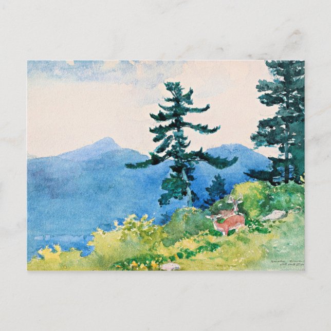 Carte Postale North Woods Club, Adirondacks, peinture célèbre, (Devant)