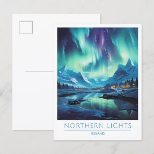 Carte Postale Northern Light Islande Vintage voyage