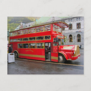 Carte Postale Norvège, Bus touristique à Bergen