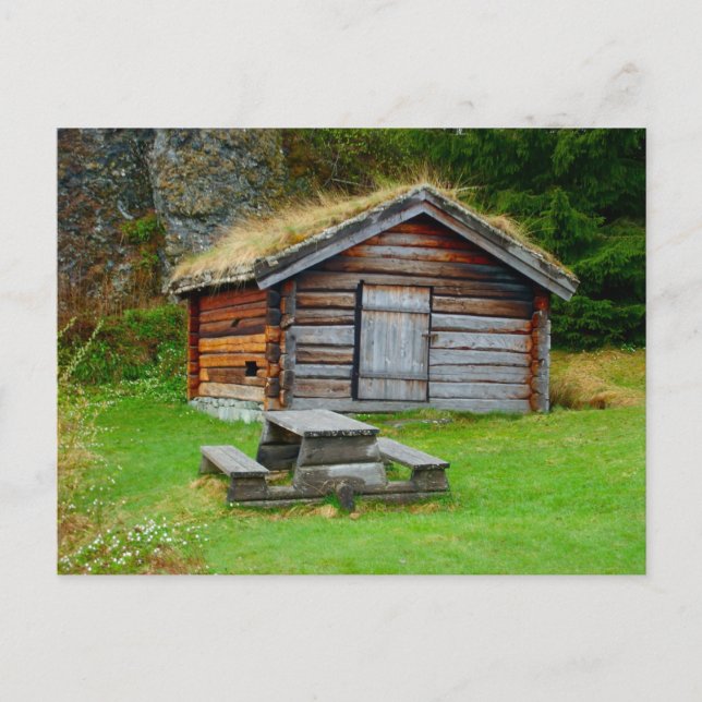 Carte Postale Norvège, hutte fermière traditionnelle, hauts pâtu (Devant)