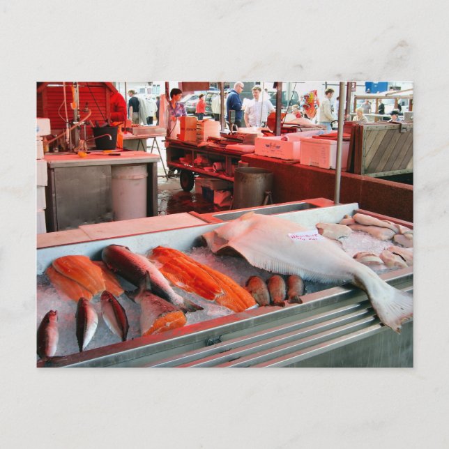 Carte Postale Norvège, marché aux poissons de Bergen (Devant)