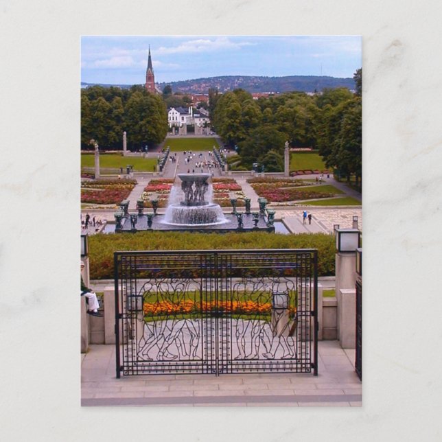 Carte Postale Norvège, Parc au centre d'Oslo (Devant)