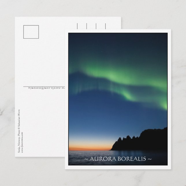 Carte Postale Norvège Senja Lumières du Nord (Devant / Derrière)