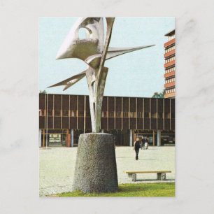 Carte Postale Norvège vintage, Oslo, Sculpture à New University