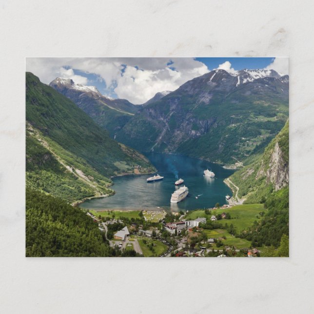 Carte Postale Norvège vue de Geiranger de Flydalsjuvet (Devant)