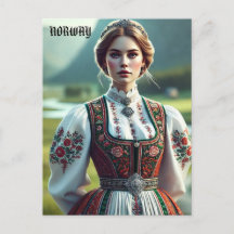 Norvégienne en tenue Bunad traditionnelle