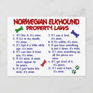 Carte Postale NORWEGIAN ELKHOUND Lois sur la propriété 2
