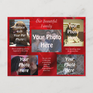 Carte Postale Nos belles photos de famille sur les roses rouges