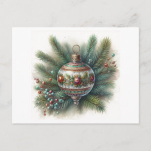 Carte Postale Nostalgie de l'Ancien Monde avec Ornement de Noël