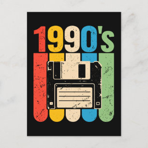 Carte Postale nostalgie de l'informatique des années 90 avec dis