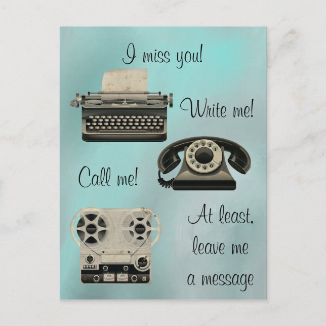 Carte Postale Nostalgique Écrivez-moi Appelez-moi (Devant)