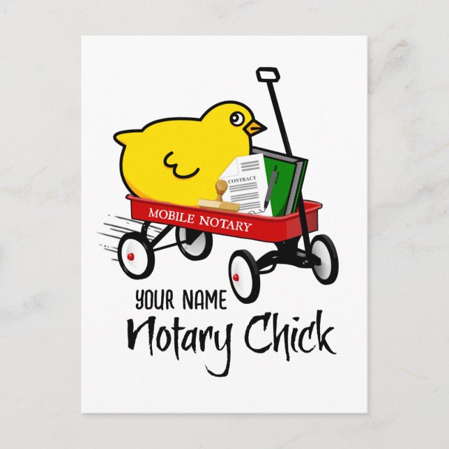 Carte Postale Notaire Mobile Chariot Rouge Personnalisé Nom (Devant)