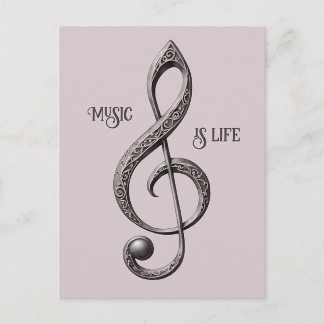 Carte Postale Note de clic musicale de texte personnalisé (Devant)